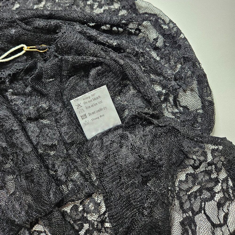 Y2K Whimsigoth Sheer Lace Black Floral Slip Dress, Small, New With Tags - Picture 8 of 8